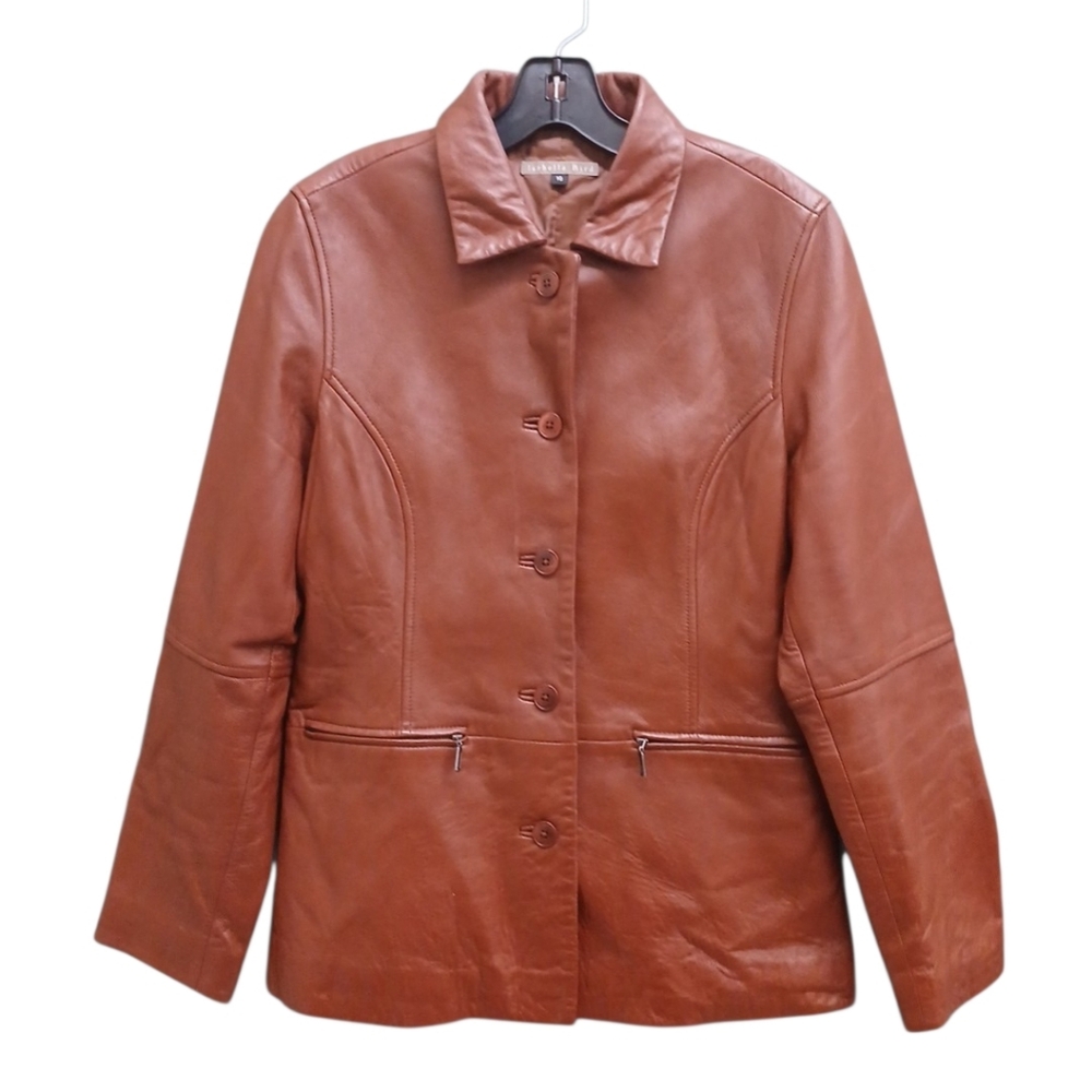 Isabella Bird Leather Light Brown Button Down Jacket Size 10